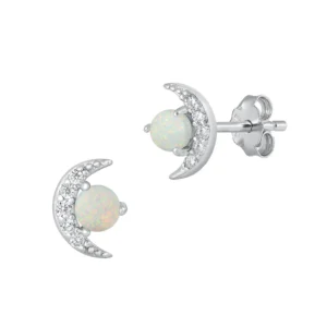 Silver Opal Earrings — Sterling Silver .925