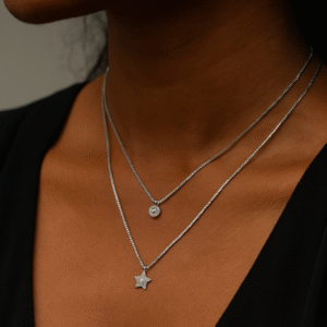 Silver CZ Necklace - Star