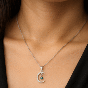 Silver Stone Necklace - Moon