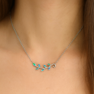 Silver Lab Opal Necklace - Tree Branch